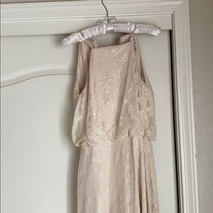 Champagne sequin overlay BillLevkoff dress